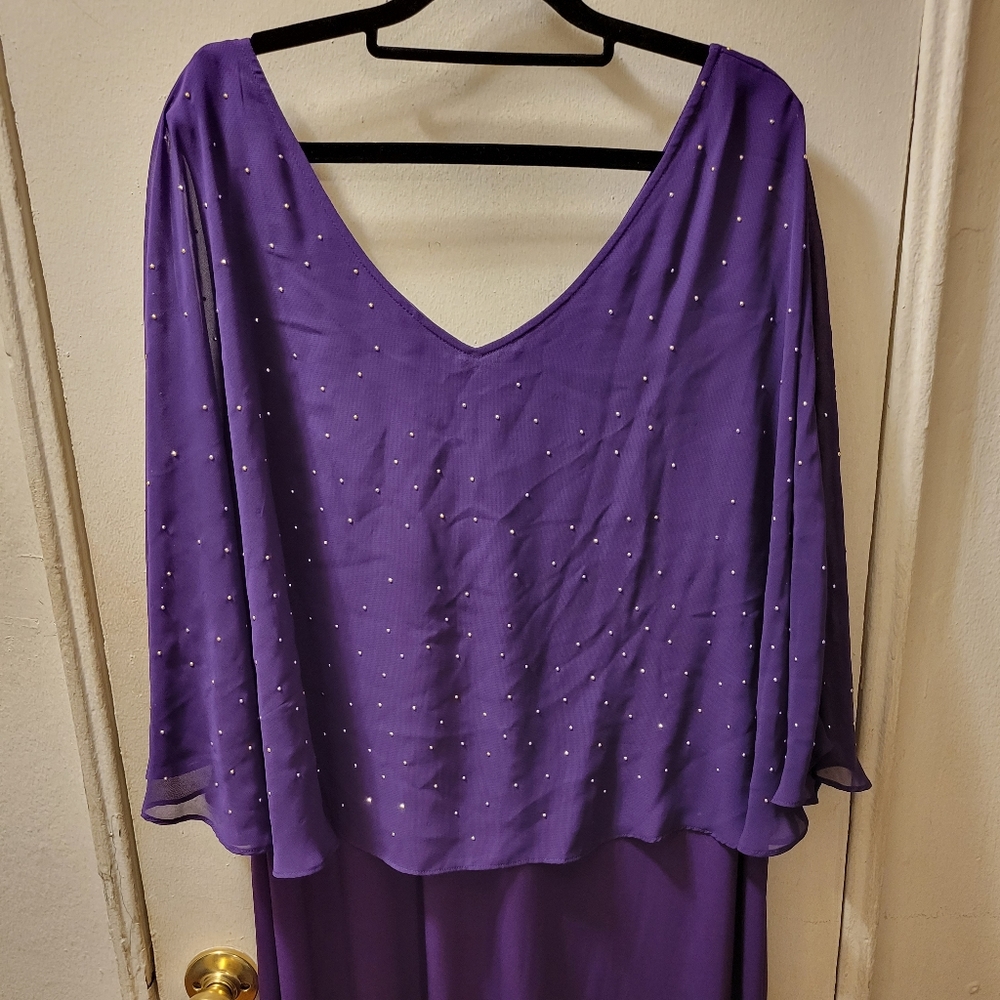 Glamour Night Long Purple Evening Dress, 22W